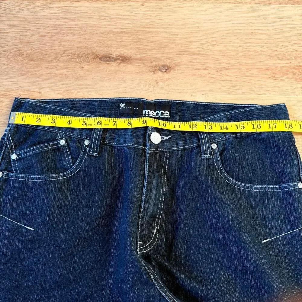 Mecca Men’s Dark Wash Denim Jeans Size 38x34 Relaxed Fit Y2K Streetwear Baggy